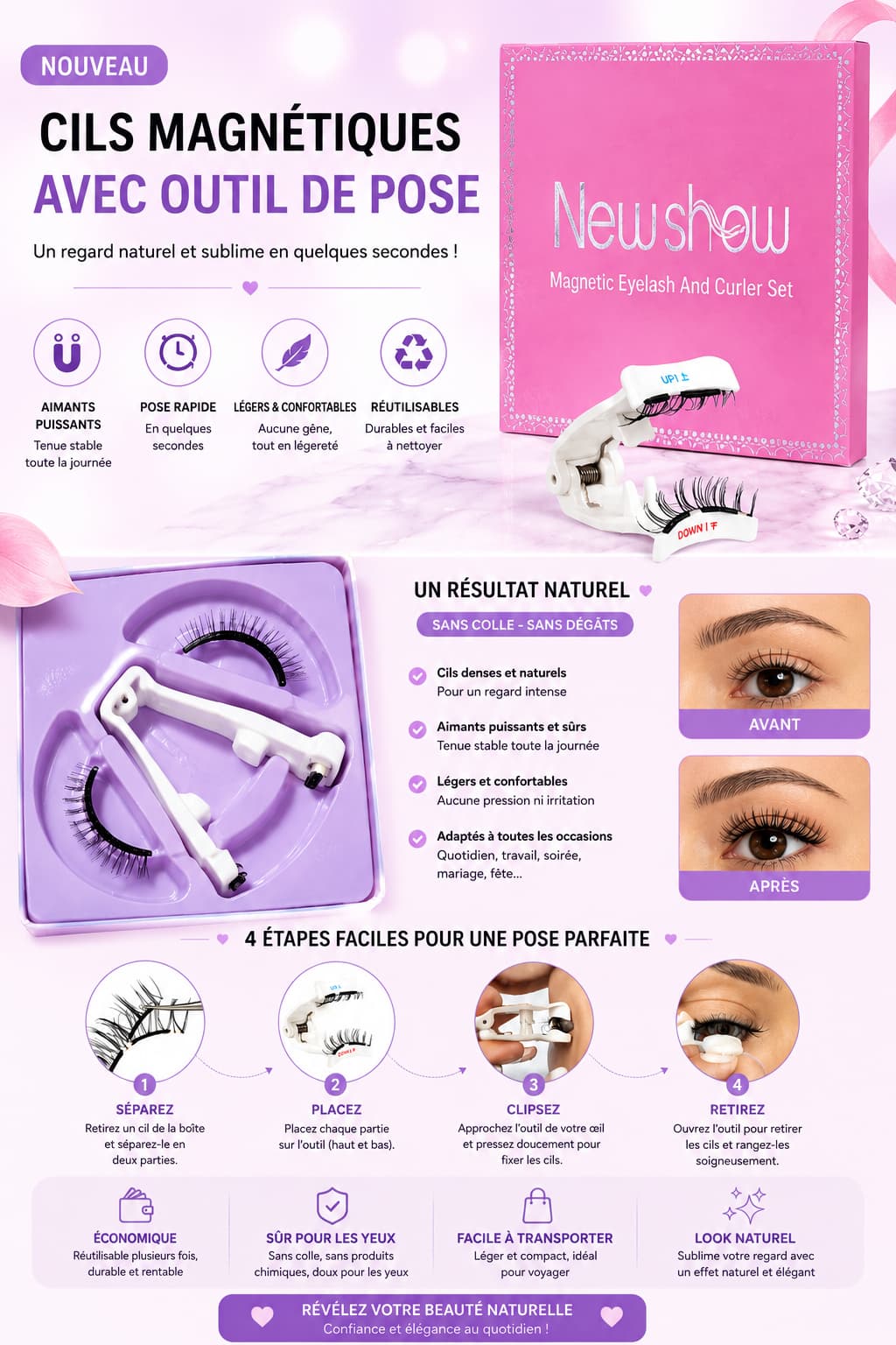 Cils Magnétiques Naturels – Pose Facile Sans Colle
