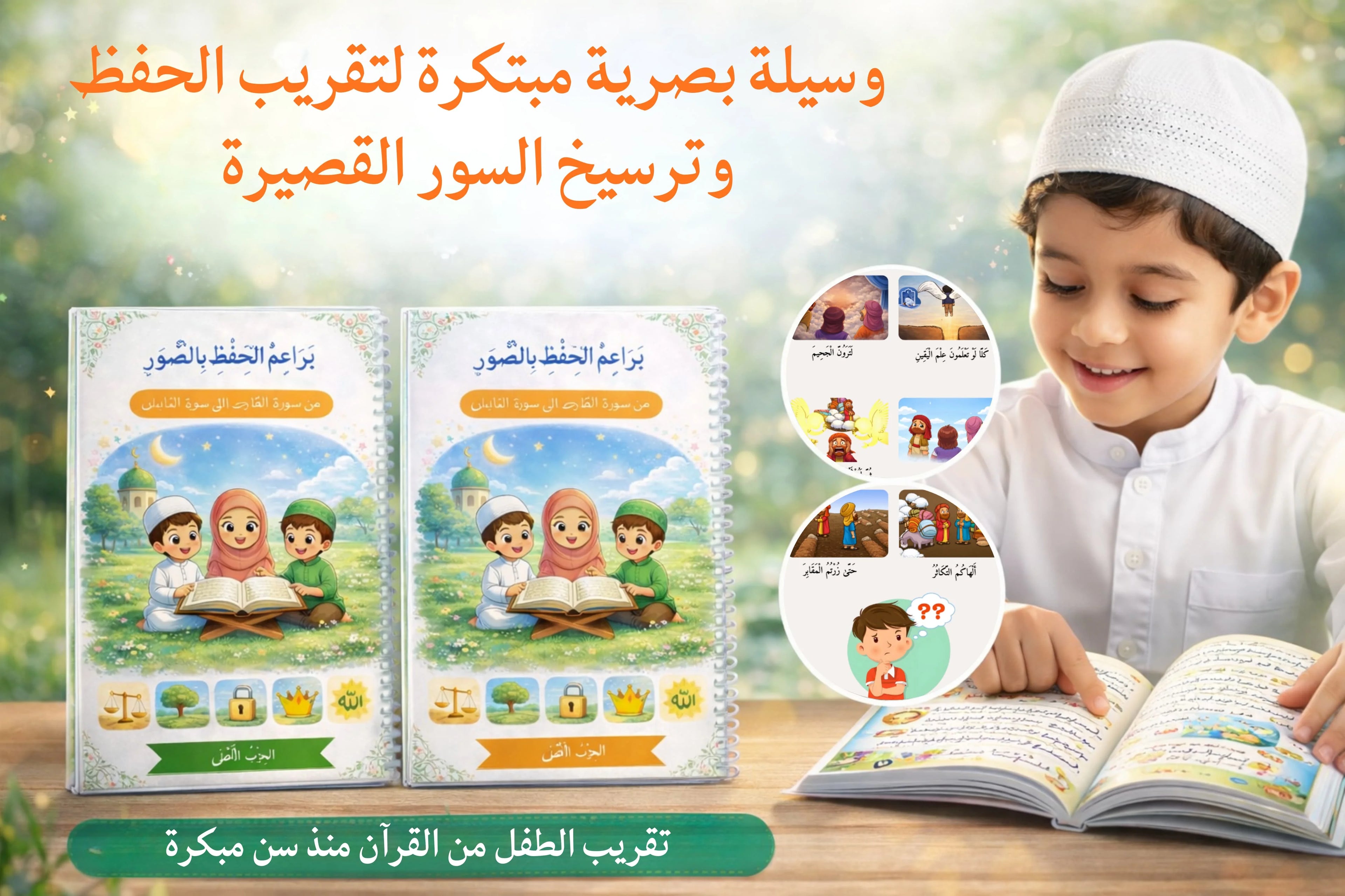 كُتُبُ بَراعمُ الحِفظِ بالصُّوَر من سورة الضحى إلى سورة الناس في كتابين الجزء الاول والثاني